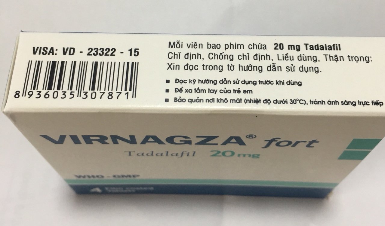 Viên uống 10 giờ Thuốc VIRNAGZA Fort 20mg, Tadalafil 20mg/viên, hộp 4 viên 220.000đ